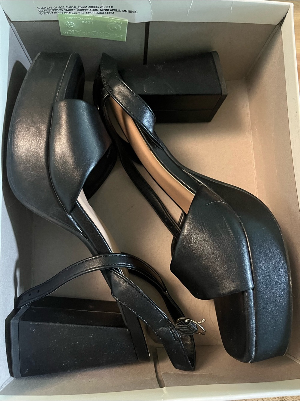 Black Platform Block Heels